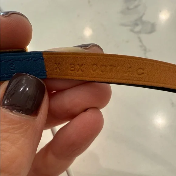 Hermes Behapi Triple Tour Bleu Electrique Leather Bracelet size small - Picture 5 of 7